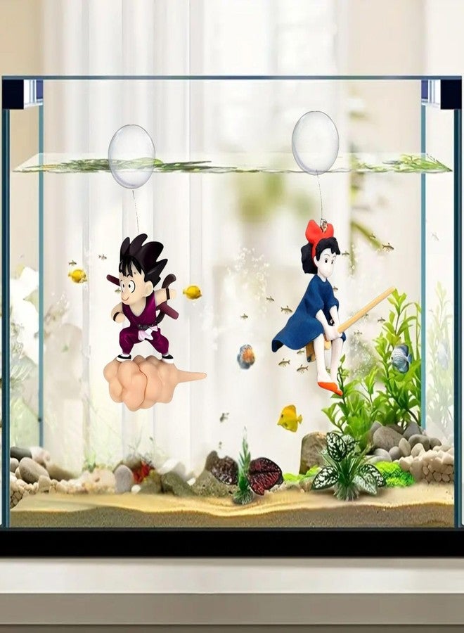 VAYINATO® 2 Pcs Combo - Floating Little Witch & Gugu (Random Color) Aquarium Decorations Landscaping Fish Tank Toy - Cute and Lifelike Ornaments for a Magical Underwater World by Petzlifeworld - Image 1